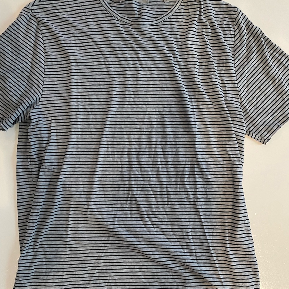 Vince Black and Gray Striped Short Sleeve Tee